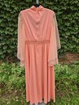 Vintage 70s Orange Angel Sleeve Maxi Dress