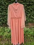 Vintage 70s Orange Angel Sleeve Maxi Dress