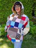 Unforgiven Upcycle 70's Polyester Scrap Quilt Hoodie