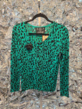 Gently Used Collectif Kelly Green Leopard Cardigan