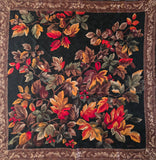 Vintage 70s Black Brown and Orange Fall leaf scarf