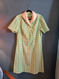 Vintage green plaid dress with white collar