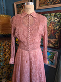 Vintage 50s Dusty Rose Lace Dress with Jacket