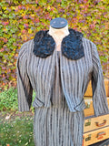 Vintage 50s Gray Striped Wool Dress Jacket Set