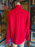 Vintage 60s red lace up buttons up men's shirt