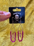Unforgiven Pink bead and Skull bone Earrings