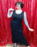 Vintage 90s Black Beaded Maxi Dress