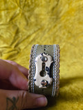 Unforgiven Upcycled Green Keyhole Leather Belt Cuff
