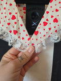 Vintage 80s Handmade White & Red Hearts Collar