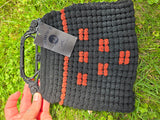 Vintage 40s Black and Red Popcorn Knit Handbag