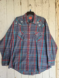 Unforgiven Upcycled Rose Blue Gray Plaid Western