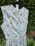 Vintage 60s White Peacock Novelty Print Dress