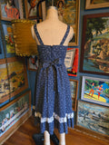 Vintage 70s Oops California blue and white prairie dress