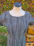 Vintage 50s Gray Striped Wool Dress Jacket Set