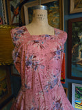 Vintage 50s Pink with Purple Floral Print Sun Dress