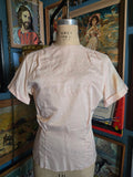 Vintage 60s pastel pink floral embroidered blouse