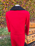 Vintage 60 Persian Wool Collar Red Jacket Skirt Set