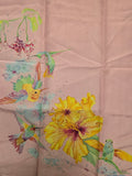 Vintage 90s Pink Humming Bird & Yellow Flower Scarf