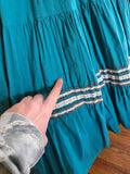 Vintage 50s Teal Western Patio Skirt Set