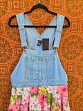 Unforgiven Upcycled Pink Floral Overall Dress