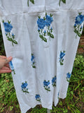 Vintage 60s White Wiggle Dress with Blue Roses