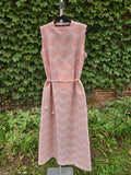 Vintage 70s Orange and Metallic Silver Maxi Dress