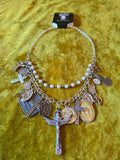 Unforgiven Silver Religious Charm Rosary Necklace