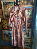 Vintage 70s brown abstract print long sleeve dress