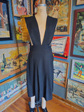 Vintage 50s black jumper dress Deep V Pinafore