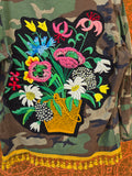 Unforgiven Upcycled Floral and Fringe Camo Jacket