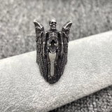 Mio Queena Gothic Demon Wings Skull Stainless Steel Ring