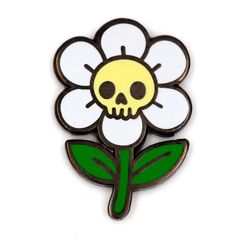 These Are Things Skull Flower Enamel Pin