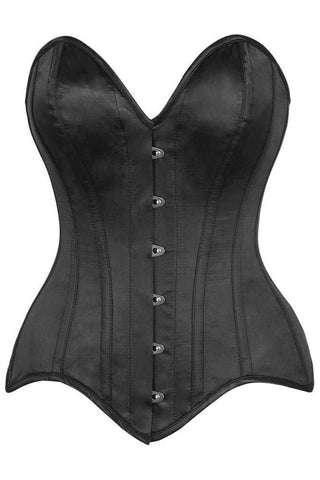 Daisy Corsets Top Drawer Black Satin Steel Boned Overbust Corset