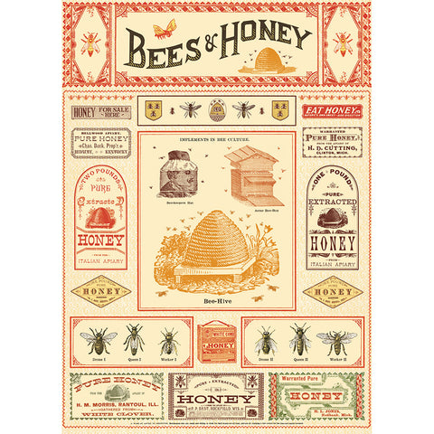 Cavallini Paper Co Bees & Honey Wrap Poster