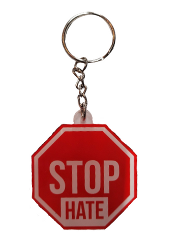 Blue Ribbon Lounge Stop Hate keychain