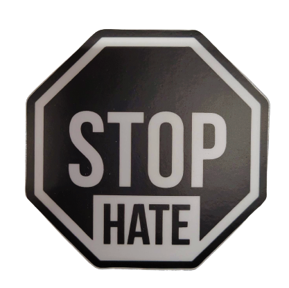Blue Ribbon Lounge Stop Hate Sticker