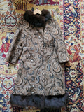 Vintage Brown Paisley Rabbit Coat