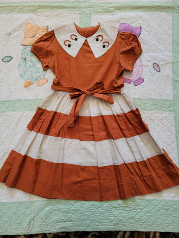 Vintage 1950's Orange and White Dress