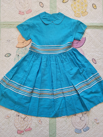 Vintage 1950's Teal Dress with Ric Rac