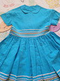 Vintage 1950's Teal Dress with Ric Rac