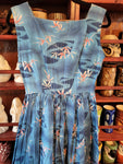 Vintage 1950s Handmade Blue and Pink Dress