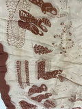 Vintage Brown Rustic Village Print Silk Scarf