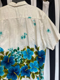 Vintage 1950's White with Blue Hibiscus Shirt