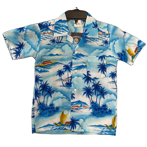 Vintage Kids Blue Tropical Shirt