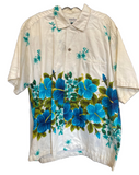 Vintage 1950's White with Blue Hibiscus Shirt