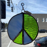 Adam Sky Art - Green & Blue Peace Sign Stained Glass Window Cling