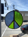 Adam Sky Art - Green & Blue Peace Sign Stained Glass Window Cling