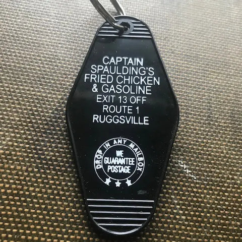 The 3 Sisters Design Co. Motel Key Fob - Captain Spauldings Fried Chicken & Gas