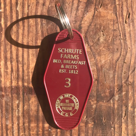 The 3 Sisters Design Co. Motel Key Fob - Schrute Farms