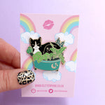 Glitter Punk Plant Pot Cat Hard Enamel Pin